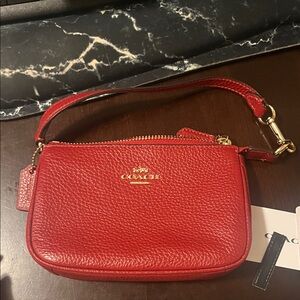 Coach Cherry Red Nolita 15 Leather Wristlet